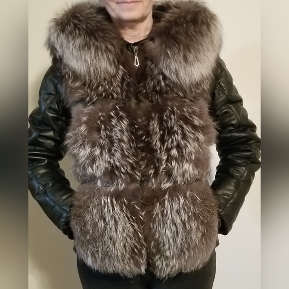 3 In 1 Leather Fox Jacket or Vest With Removable Lining - Picture 5 of 16